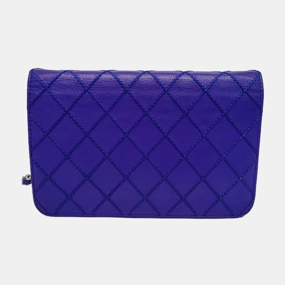 Chanel Classic Wallet On Chain WOC Quilted Lambskin Purple Silver Hardware - Picture 2 of 12